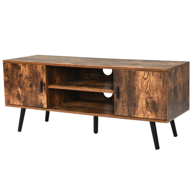 Industrial TV Stand with Storage Cabinets-Coffee - Relaxacare