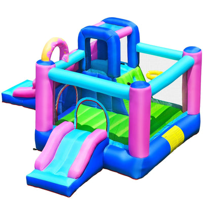 Inflatable Bounce Castle with Dual Slides and Climbing Wall without Blower - Relaxacare