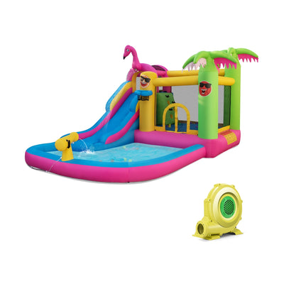 Inflatable Bounce Castle with Long Water Slide and 735W Blower - Relaxacare