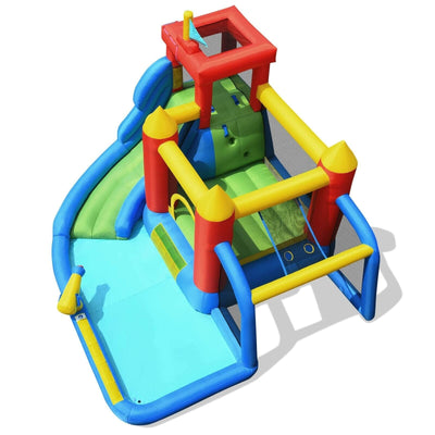 Inflatable Bouncer Bounce House with Water Slide Splash Pool without Blower - Relaxacare