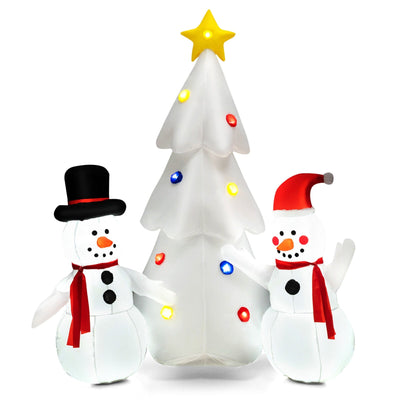 Inflatable Christmas Double Snowmen Decoration with Built-in Rotating LED Lights - Relaxacare