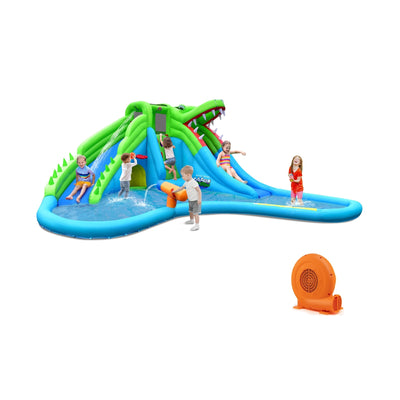 Inflatable Crocodile Style Water Slide Upgraded Kids Bounce Castle with 750W Blower - Relaxacare