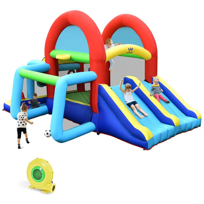 Inflatable Jumping Castle Bounce House with Dual Slides and 480W Blower - Relaxacare