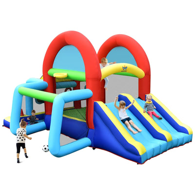 Inflatable Jumping Castle Bounce House with Dual Slides without Blower - Relaxacare