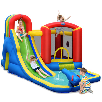 Inflatable Kid Bounce House Slide Climbing Splash Park Pool Jumping Castle Without Blower - Relaxacare