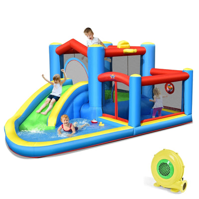 Inflatable Kids Water Slide Bounce Castle with 480W Blower - Relaxacare