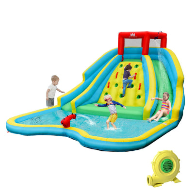 Inflatable Water Park Bounce House with Double Slide and Climbing Wall - Relaxacare