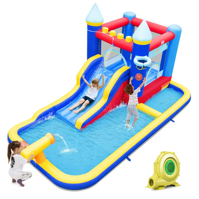 Inflatable Water Slide Bounce House with 680W Blower and 2 Pools - Relaxacare