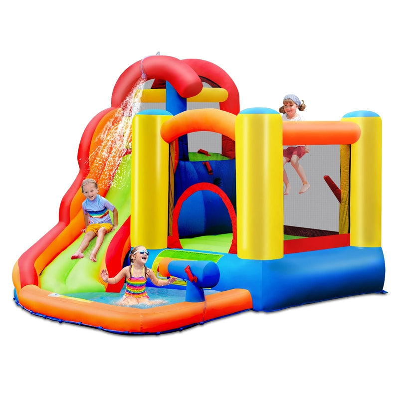 Inflatable Water Slide Bounce House with Pool and Cannon Without Blower - Relaxacare