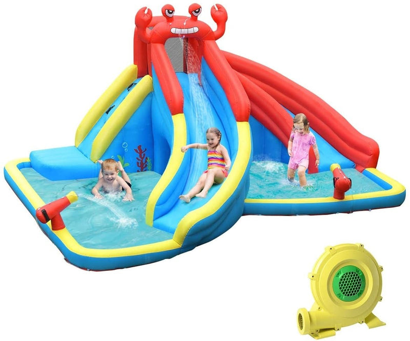Inflatable Water Slide Bounce House with Water Cannon and Air Blower - Relaxacare