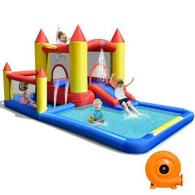 Inflatable Water Slide Castle Kids Bounce House with 480W Blower - Relaxacare