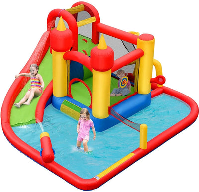 Inflatable Water Slide Jumper Bounce House with Ocean Ball without Blower - Relaxacare