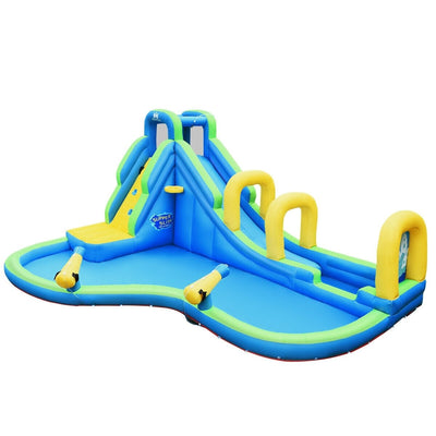Inflatable Water Slide Kids Bounce House with Water Cannons and Hose Without Blower - Relaxacare