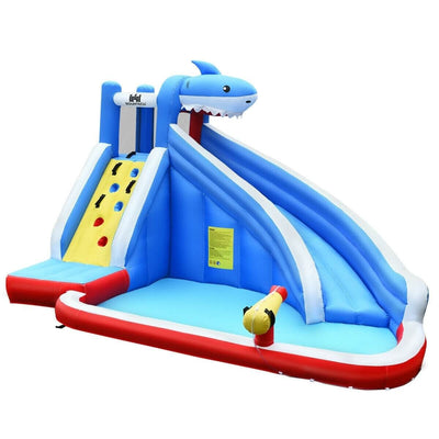 Inflatable Water Slide Shark Bounce House Castle Without Blower - Relaxacare