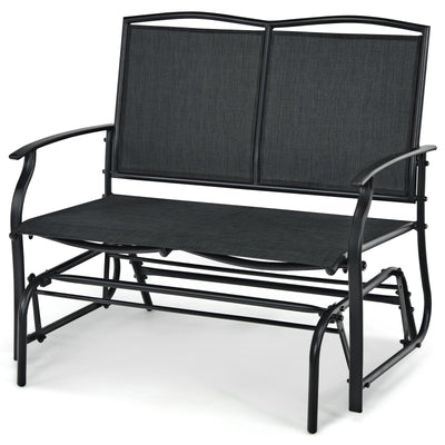 Iron Patio Rocking Chair for Outdoor Backyard and Lawn-Black - Relaxacare