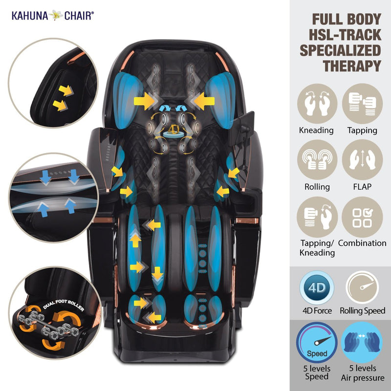 Kahuna-4D Active Stretch-3D foot Massage Chair– with Calf rollers-EM 8500 - Relaxacare
