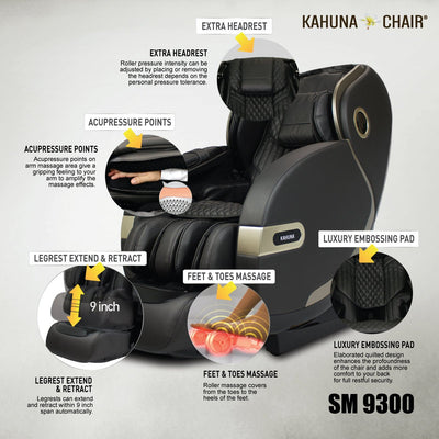 KAHUNA 4D+@ DUAL AIR FLOAT FLEX HSL-TRACK MASSAGE CHAIR WITH INFRARED HEATING SM-9300 - Relaxacare