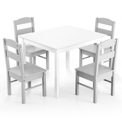Kids 5 Piece Table and Chair Set Wooden Children Activity Playroom Furniture Gift - Relaxacare