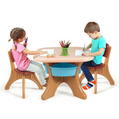 Kids Activity Table & Chair Set Play Furniture with Storage-Coffee - Relaxacare