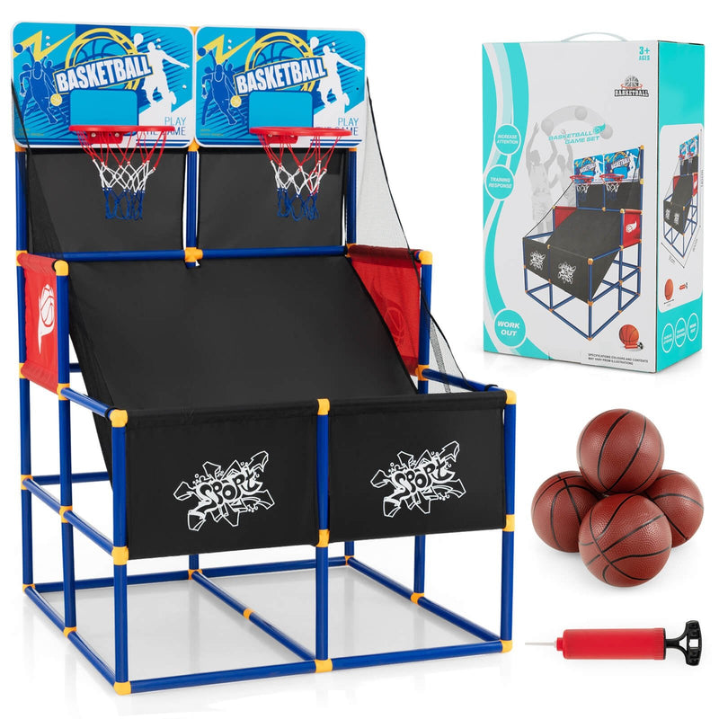Kids Arcade Basketball Game Set with 4 Basketballs and Ball Pump - Relaxacare