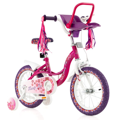 Kids Bike with Doll Seat and Removable Training Wheels-S - Relaxacare