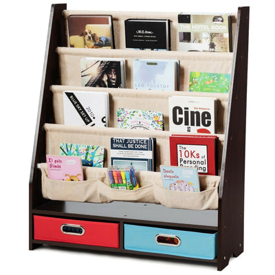 Kids Book and Toys Organizer Shelves-Coffee - Relaxacare