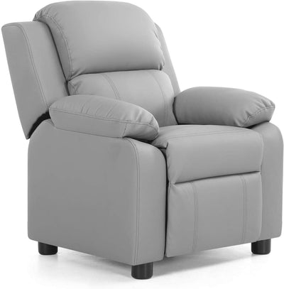 Kids Deluxe Headrest Recliner Sofa Chair with Storage Arms-Gray - Relaxacare