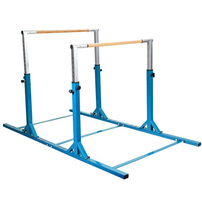 Kids Double Horizontal Bars Gymnastic Training Parallel Bars Adjustable-Blue - Relaxacare