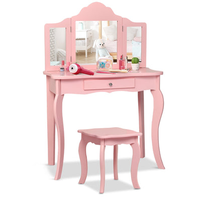 Kids Dressing Vanity Set with Mirror and Stool - Relaxacare