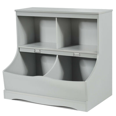 Kids Floor Cabinet Multi-Functional Bookcase -Gray - Relaxacare