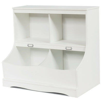Kids Floor Cabinet Multi-Functional Bookcase -White - Relaxacare