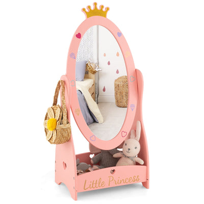Kids Full Length Mirror with 360 Degree Rotatable Design and Shelf - Relaxacare