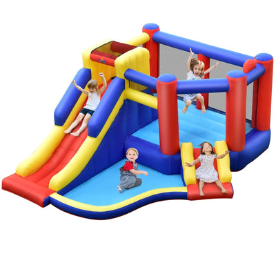 Kids Inflatable Bouncy Castle with Double Slides and Air Blower - Relaxacare