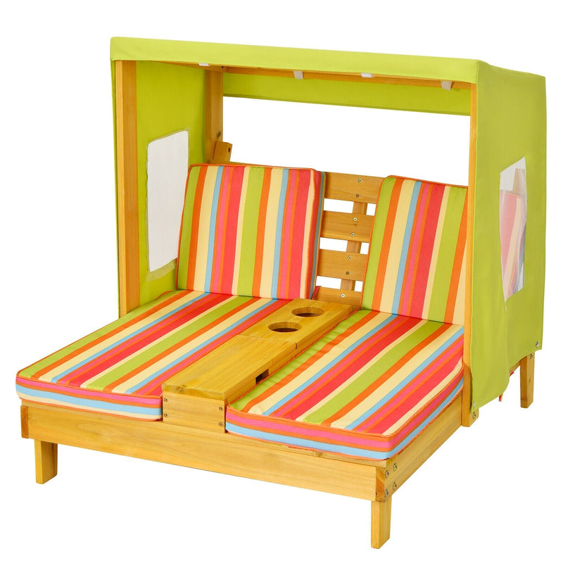 Kids Lounge Patio Lounge Chair with Cup Holders and Awning - Relaxacare