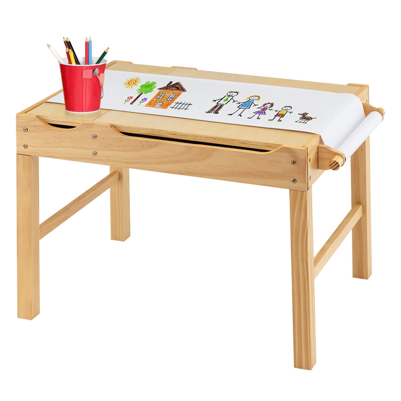 Kids Multi Activity Play Table Wooden Building Block Desk with Storage Paper Roll - Relaxacare