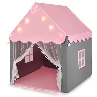 Kids Playhouse Tent with Star Lights and Mat-Pink - Relaxacare