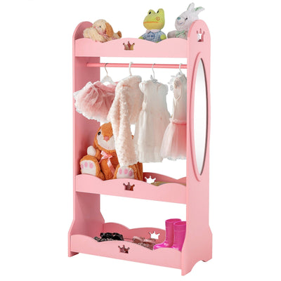 Kids Pretend Costume Closet with Mirror-Pink - Relaxacare