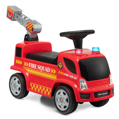 Kids Push Ride On Fire Truck with Ladder Bubble Maker and Headlights - Relaxacare
