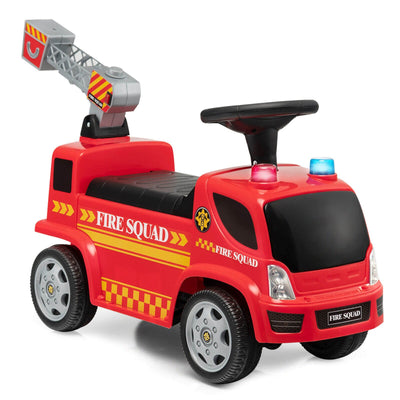 Kids Push Ride On Fire Truck with Ladder Bubble Maker and Headlights-Red - Relaxacare
