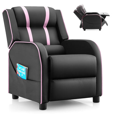 Kids Recliner Chair with Side Pockets and Footrest-Pink - Relaxacare