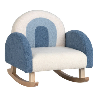Kids Rocking Chair Children Velvet Upholstered Sofa with Solid Wood Legs-Blue - Relaxacare