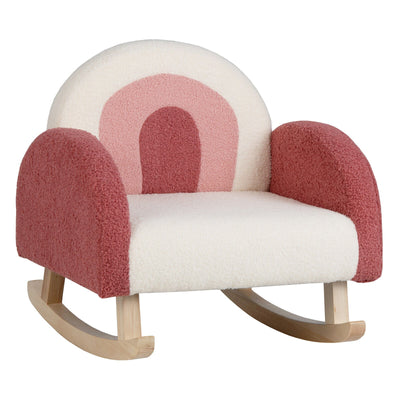 Kids Rocking Chair Children Velvet Upholstered Sofa with Solid Wood Legs-Red - Relaxacare