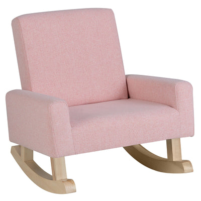 Kids Rocking Chair with Solid Wood Legs-Pink - Relaxacare
