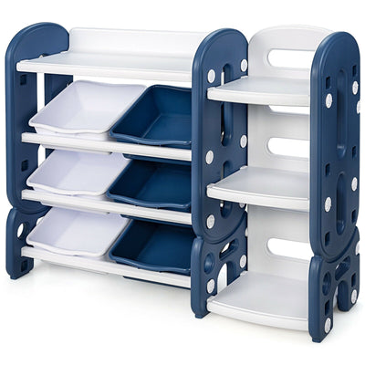 Kids Toy Storage Organizer with Bins and Multi-Layer Shelf for Bedroom Playroom-Blue - Relaxacare