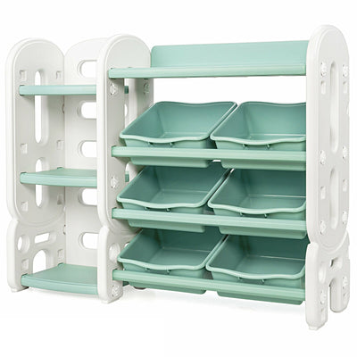 Kids Toy Storage Organizer with Bins and Multi-Layer Shelf for Bedroom Playroom -Green - Relaxacare