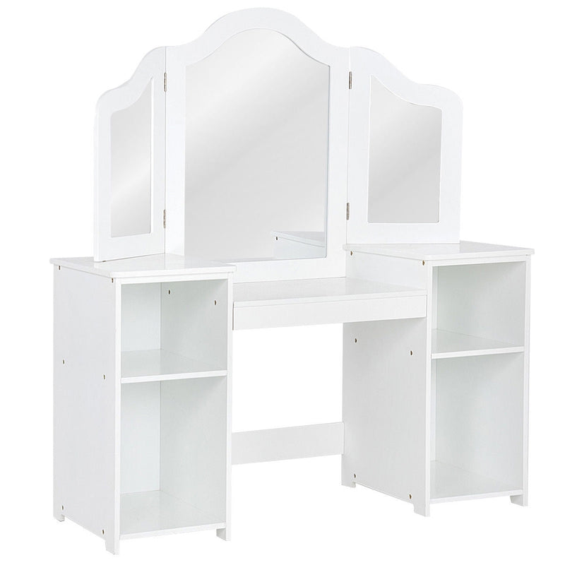 Kids Tri Folding Mirror Makeup Dressing Vanity Table Set-White - Relaxacare