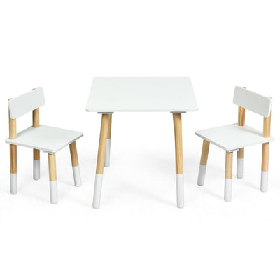 Kids Wooden Table and 2 Chairs Set-White - Relaxacare