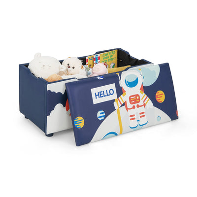 Kids Wooden Upholstered Toy Storage Box with Removable Lid-Blue - Relaxacare
