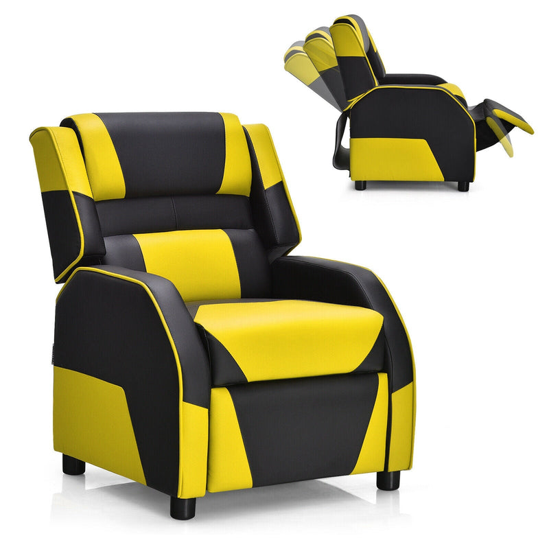 Kids Youth PU Leather Gaming Sofa Recliner with Headrest and Footrest - Relaxacare