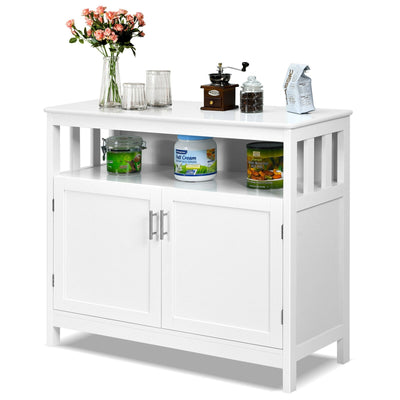 Kitchen Buffet Server Sideboard Storage Cabinet with 2 Doors and Shelf-White - Relaxacare